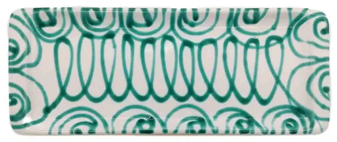 Gmundner Keramik grün geflammt Servierplatte, rechteckig 40 x 15 cm - Bild 4