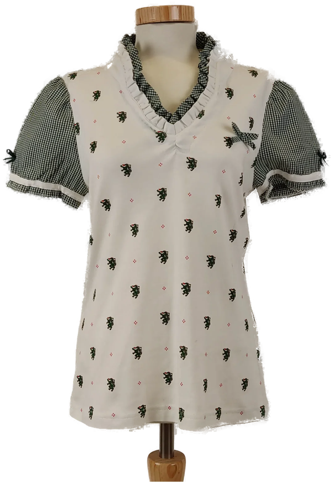 Damen Trachten T-Shirt, kurzarm, grün-weiß, mit Steiermark Wappen, Gr. M - Bild 1