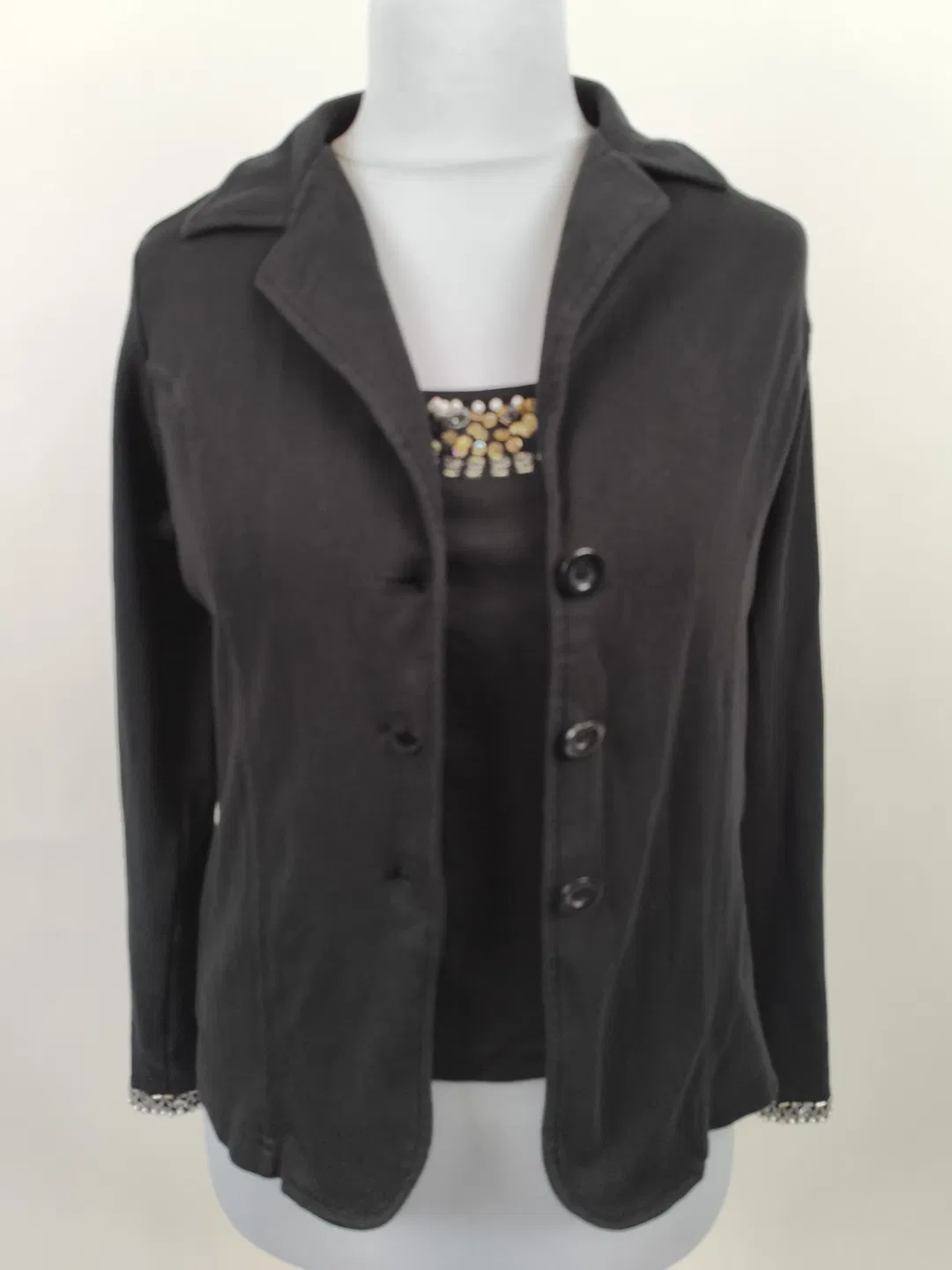 Heine, Perlentop und Jacke, Damen, Gr. 42, Zweiteiler, schwarz - Bild 1