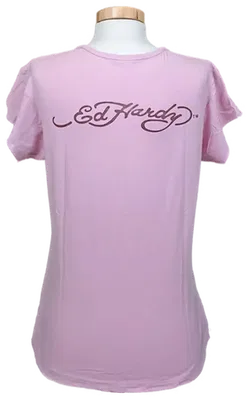 Ed Hardy Damen T-Shirt pink gemustert Gr. M - Bild 2