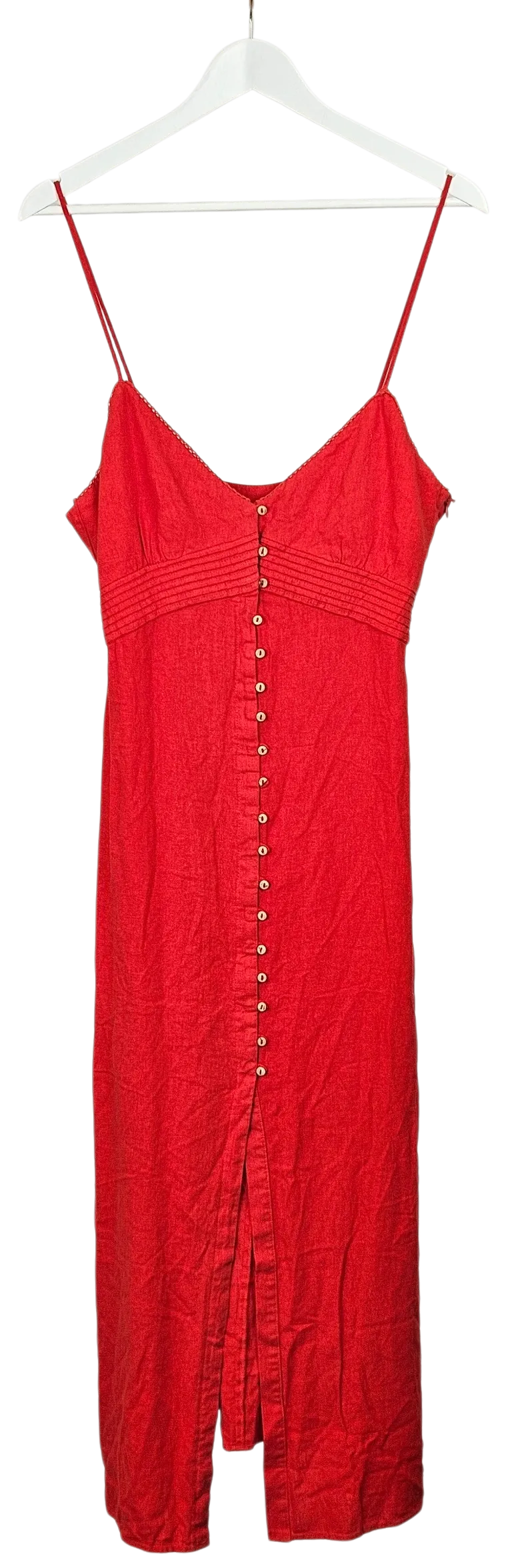 ZARA Damen Leinenkleid, rot - Gr. L - Bild 1