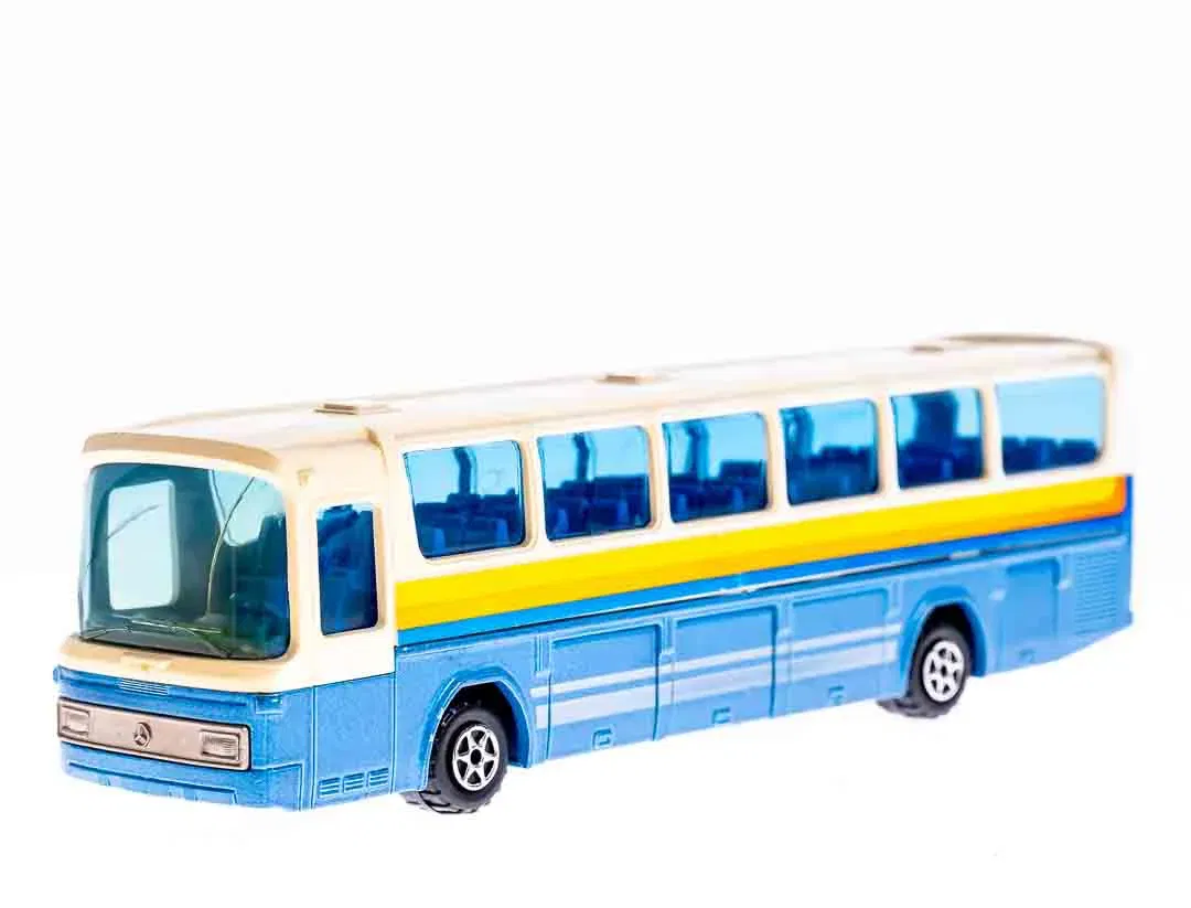Majorette Mercedes blau/weiß/orange/gelb 1:55 - Bild 4