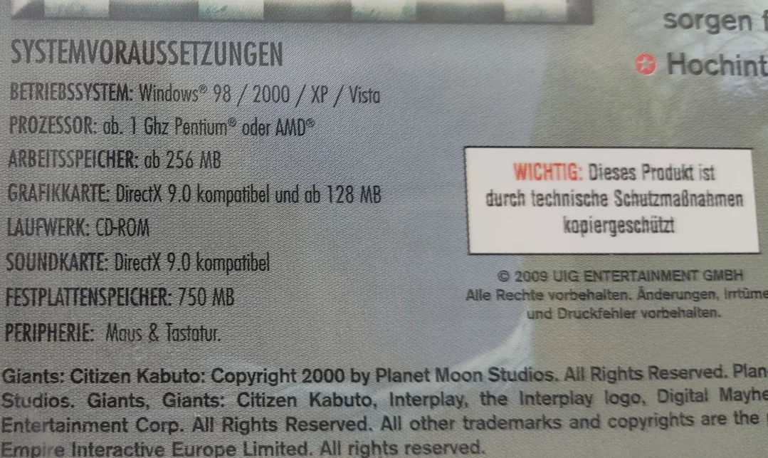 PC Game 2 CD-ROM Spiel Giants Citizen Kabuto  – Bild 5