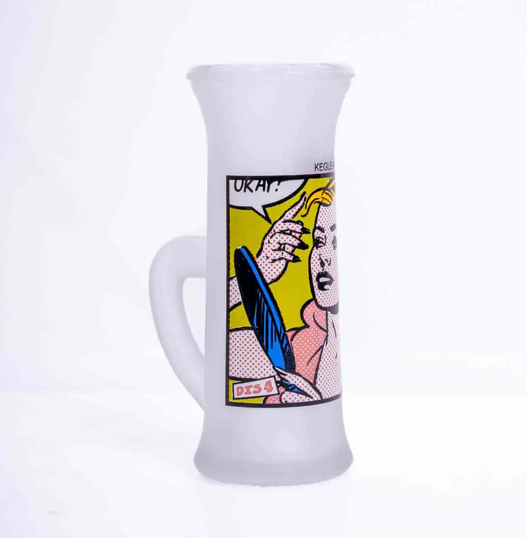 KEGLEVICH Komix '99 Wodka Schnapsglas Set mit Pop Art Motiv (4 Stück) – Bild 3