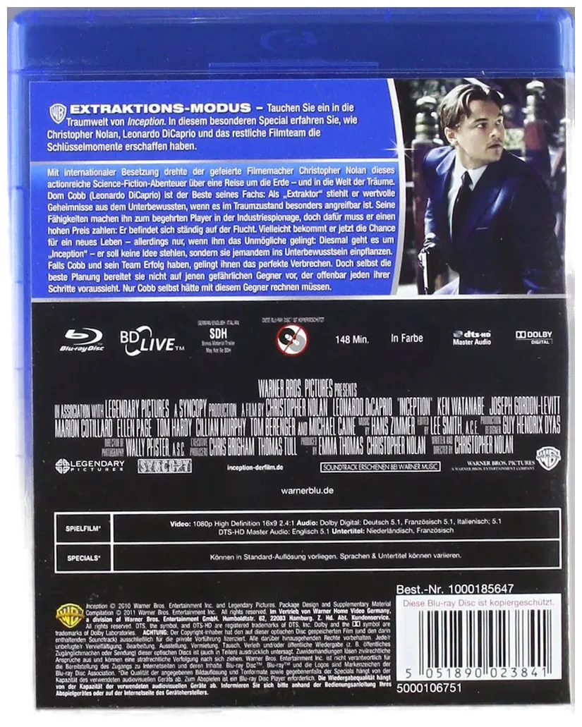 Blu-ray "Inception" mit Leonardo DICaprio, Tom Hardy usw.  – Bild 2