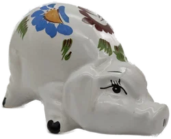 Sparschwein Porzellan, weiß mit Bemahlung, Größe ca. 18 x 12 x 11 cm - Bild 2