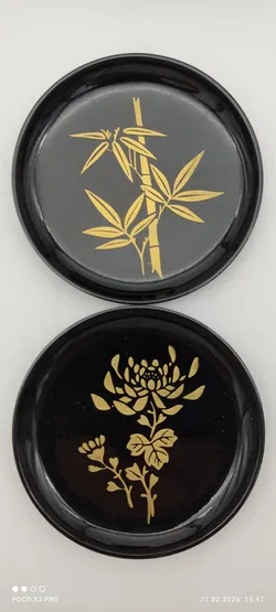 Japanische Vintage Lackdose mit 6 Untersetzer - Bild 5