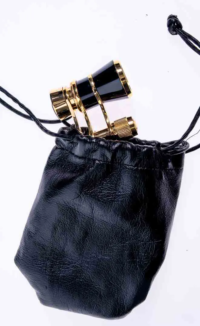Opernfernglas / Binokulare mit Tasche in schwarz-gold – Bild 3