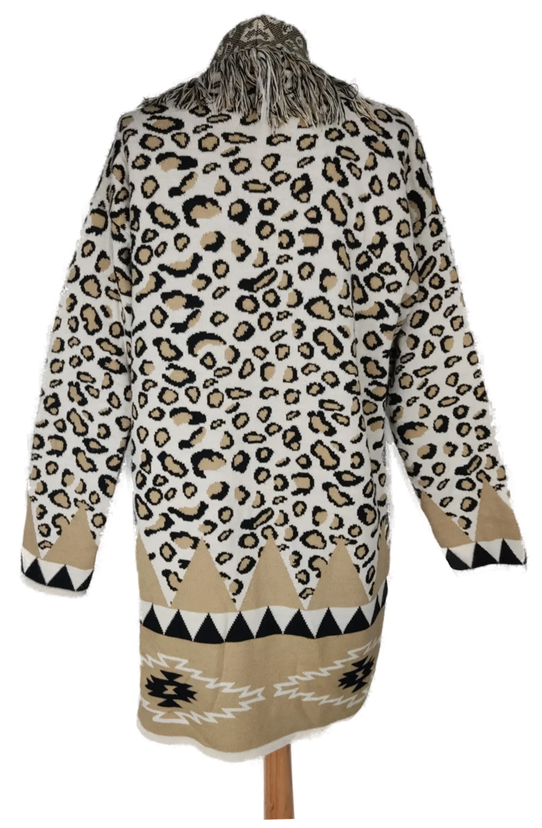 Damen Strickjacke beige/braun mit Fransen - M 38 – Bild 2
