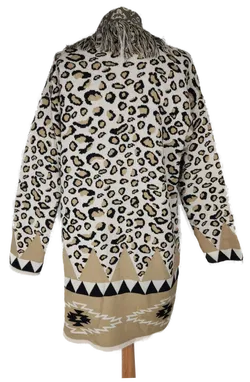 Damen Strickjacke beige/braun mit Fransen - M 38 - Bild 2