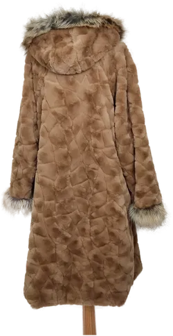 Pelzmantel  Damen braun mit Kapuze - Bild 3