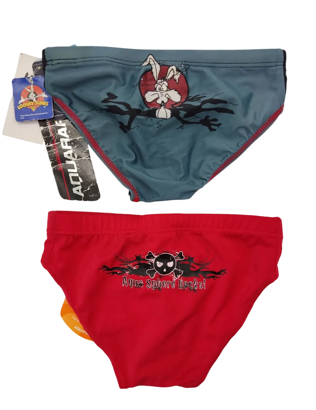 AQUARAPID/AQUA SPHERE - Jungen Badehose, Roadrunner und Totenkopf - 2 Stück, Gr. 128, 7-8 Jahre (sehr klein geschnitten) – Bild 2