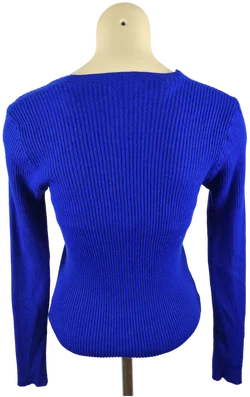 Damenpullover Größe 40 Blau | Feiner Rippstrick – Vorschau 3