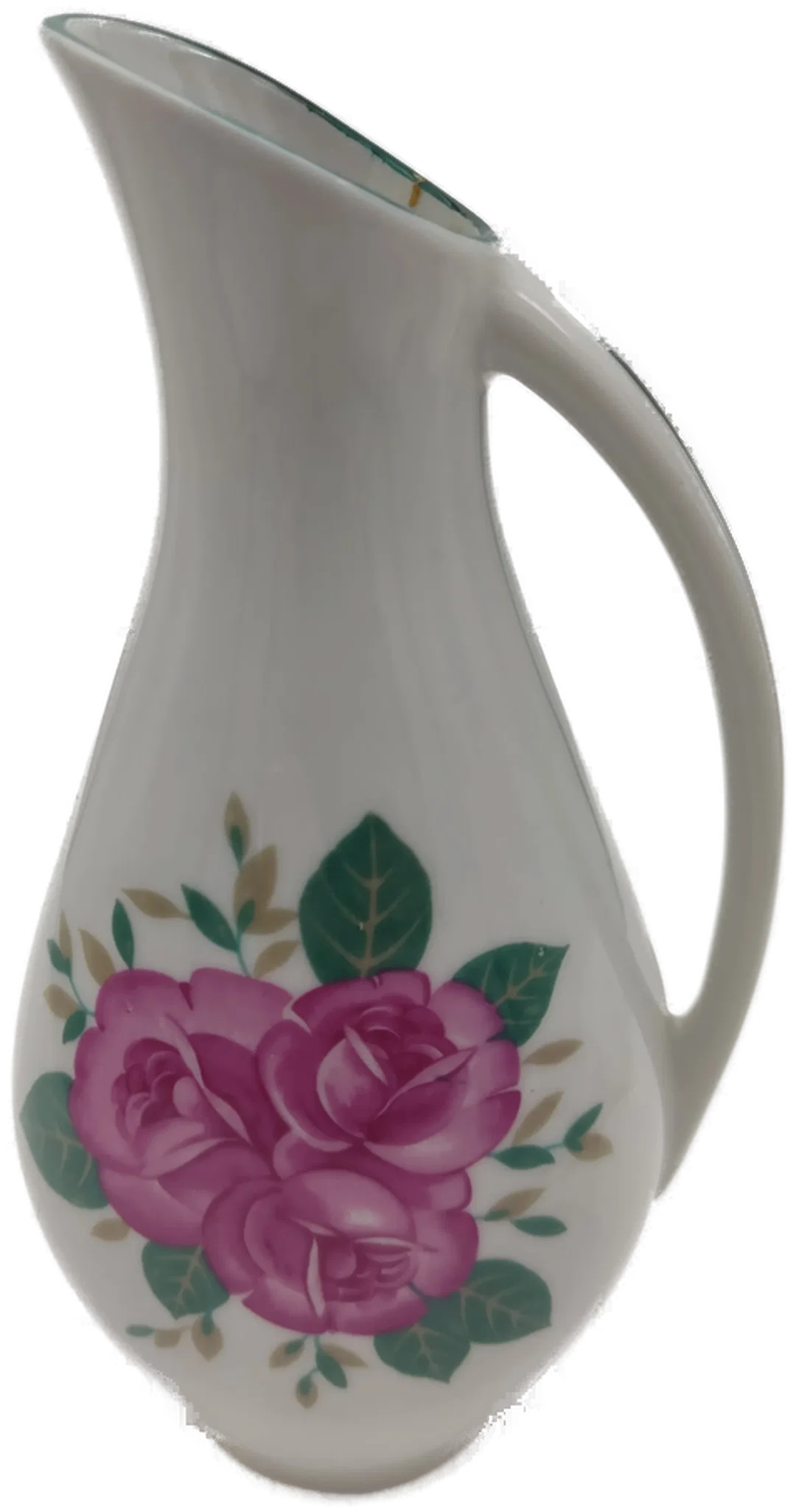 Porzellanvase mit Blumenmotiv aus Unterweissbach | DDR-Ostalgie Henkelvase – Bild 3