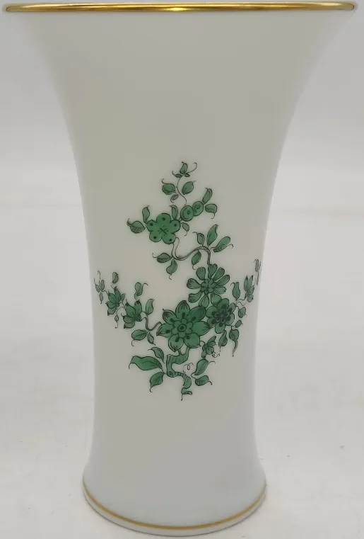 Augarten Porzellan Vase weiß/grün mit Goldrand Höhe ca 15,5cm – Bild 4