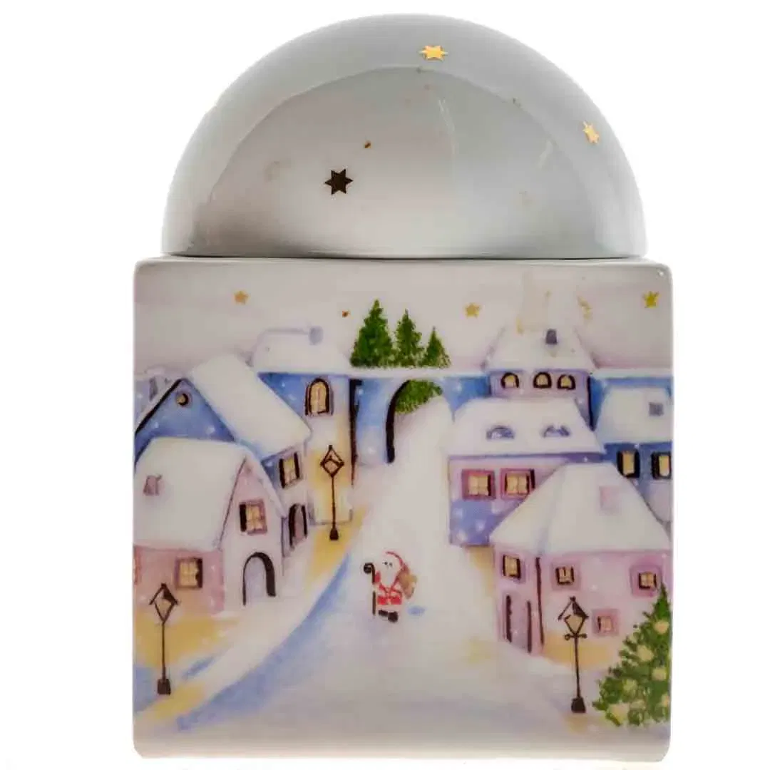 Arzberg Porzellan-Dose Winterdorf, 8×8×11 cm, mit Kuppel-Deckel - Bild 4