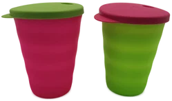 Tupperware, 2 Trinkhalmbecher "junge Welle" 330ml, neu