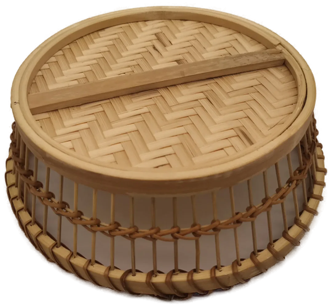 Runder Brotkorb, Dekokorb aus Bambus und Rattan, 24 cm – Bild 3