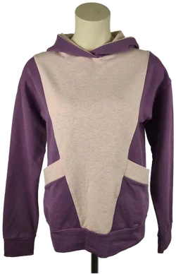 Damenpullover Mit Kapuze In Lila-Creme | Casual-Look
