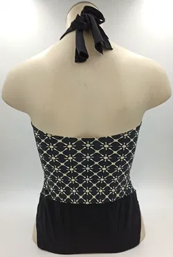 Lahco Neckholder-Badeanzug schwarz/weiß mit Blumenmuster Gr. 38 - Bild 2