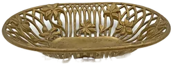 Jugendstil Messingschale "MOD DEP" – Ovale Dekoschale mit floralem Durchbruchmuster – Vorschau 2