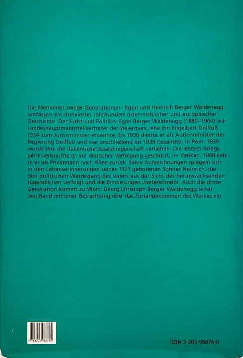 Biographie im Spiegel - Die Memoiren zweier Generation - Egon und Heinrich Berger von Waldenegg - Bild 2