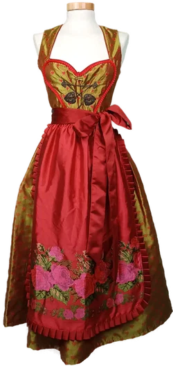 Damendirndl grün/rot Gr. XXS – Vorschau 1