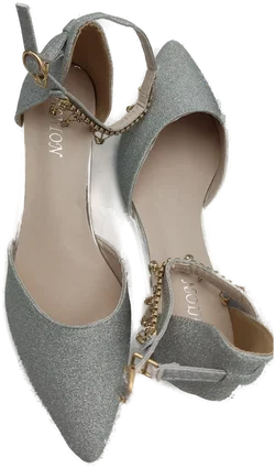 Silberfarbene Glitzer-Pumps mit Strass-Anhängern Gr. 41 | Neu Mit Etikett - Bild 6