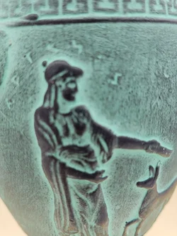 Griechische Keramik-Reliefvase In Türkisgrün | Vintage-Charme – Vorschau 9