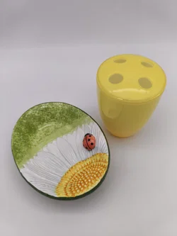 Badezimmer-Set, Zahnbürstenhalter und Seifenschale Marienkäfer
