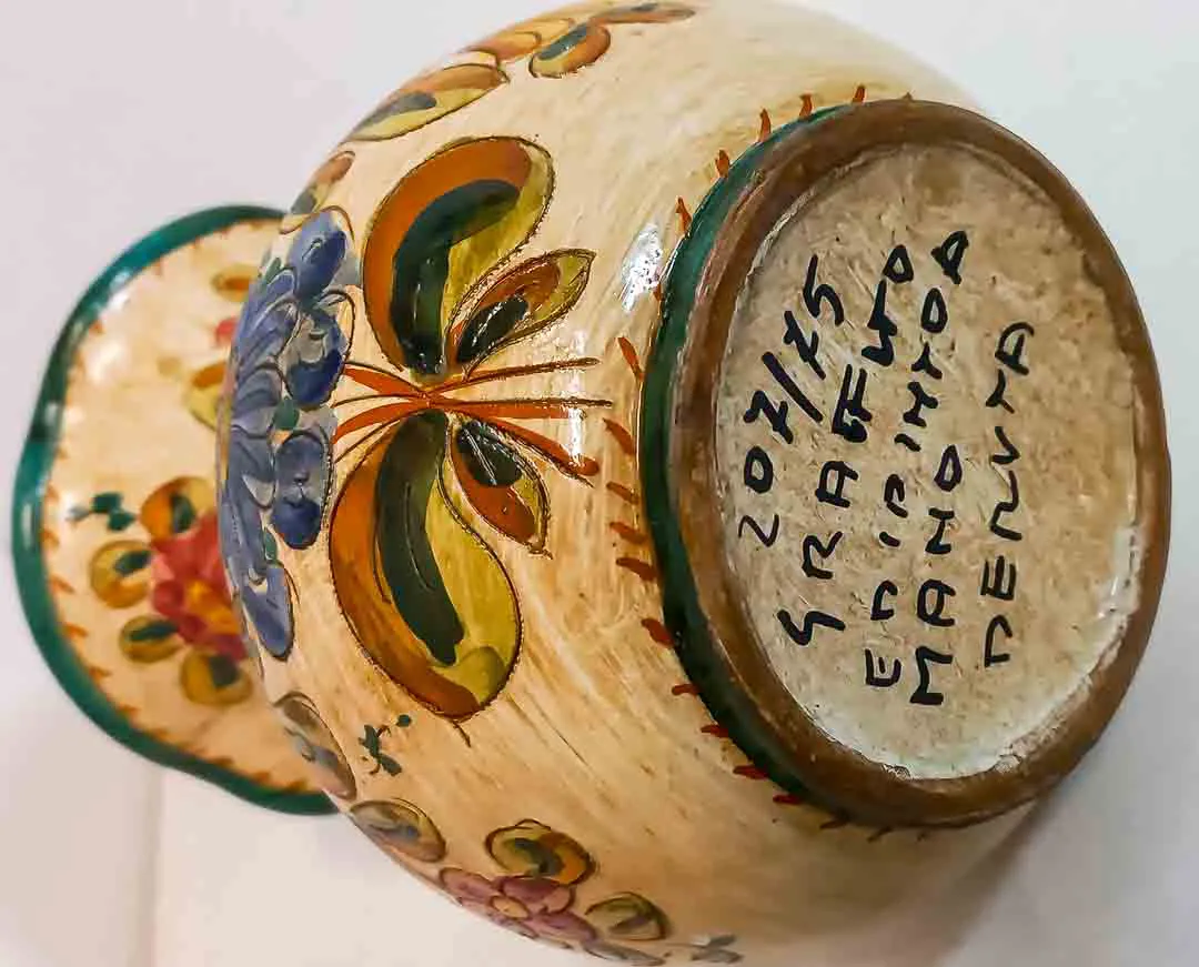 Deruta Italien Keramik Vase Handbemalt Sgraffito – Bild 2