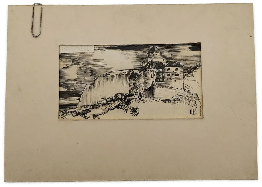 Original Radierung Schloss Karneid von H. Lanzinger - Bild 3