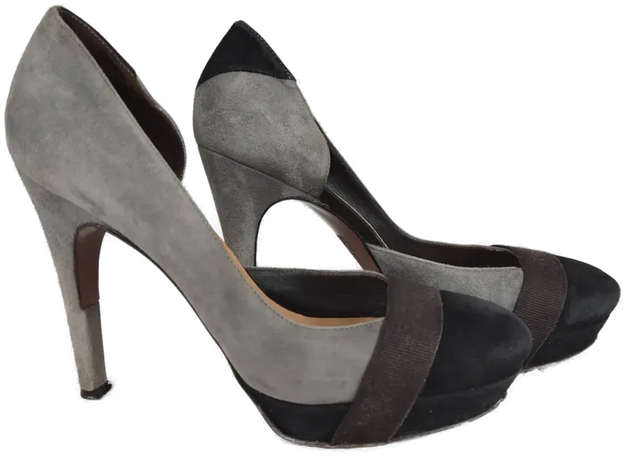 Hugo Boss Damen High Heels Veloursleder, grau/schwarz - Gr. EU 39 - Bild 1