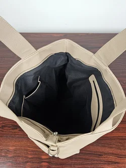  Damen Leder Handtasche - beige - Bild 5