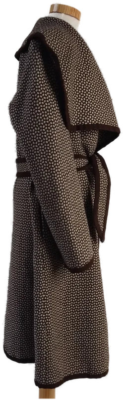 Braunweiß Gemusterter Wollmisch Damenmantel - 4//40 - Bild 2