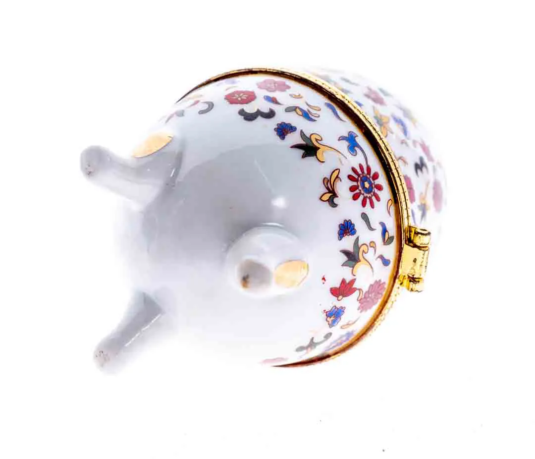 Ei Schmuckdose Porzellan auf Fuß im Stil Fabergé 10 cm hoch – Bild 2