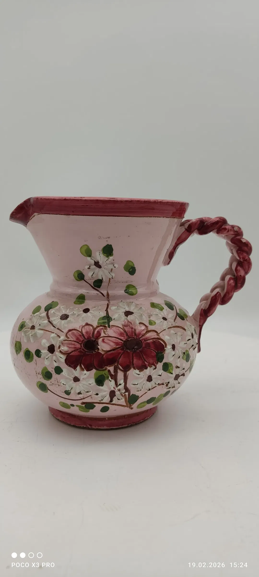Keramik Vase/Krug mit Motiv Blumen - Bild 4