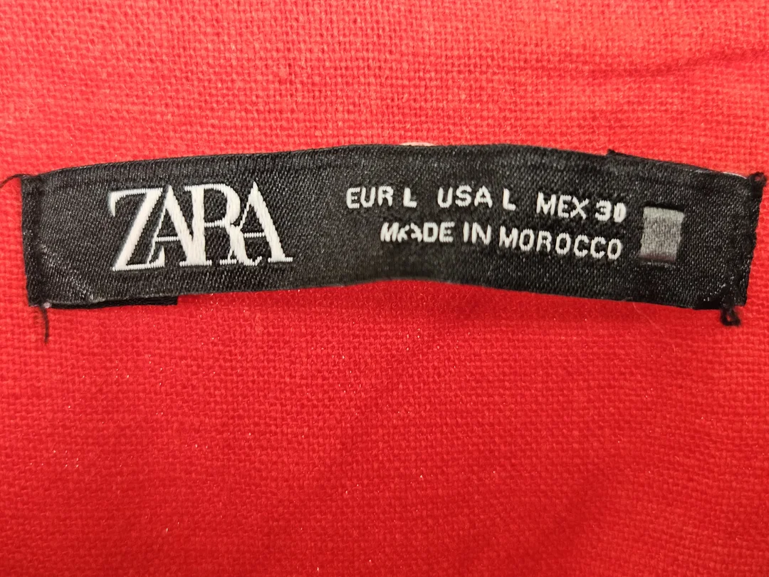 ZARA Damen Leinenkleid, rot - Gr. L – Bild 4