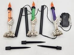 LED-Dekokerzen für Halloween Set #3 "Skelettarme und Totenkopf-Kerzen"  – Vorschau 2