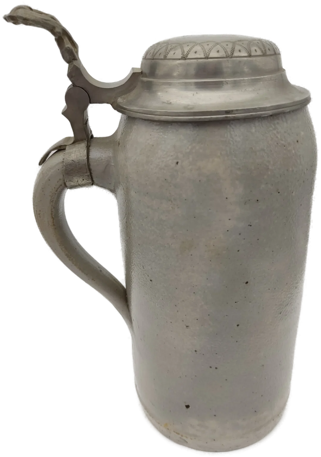 Bierkrug Steinzeug mit Geprägter Zinndeckel  1 L | Mit Charakterspur – Bild 2