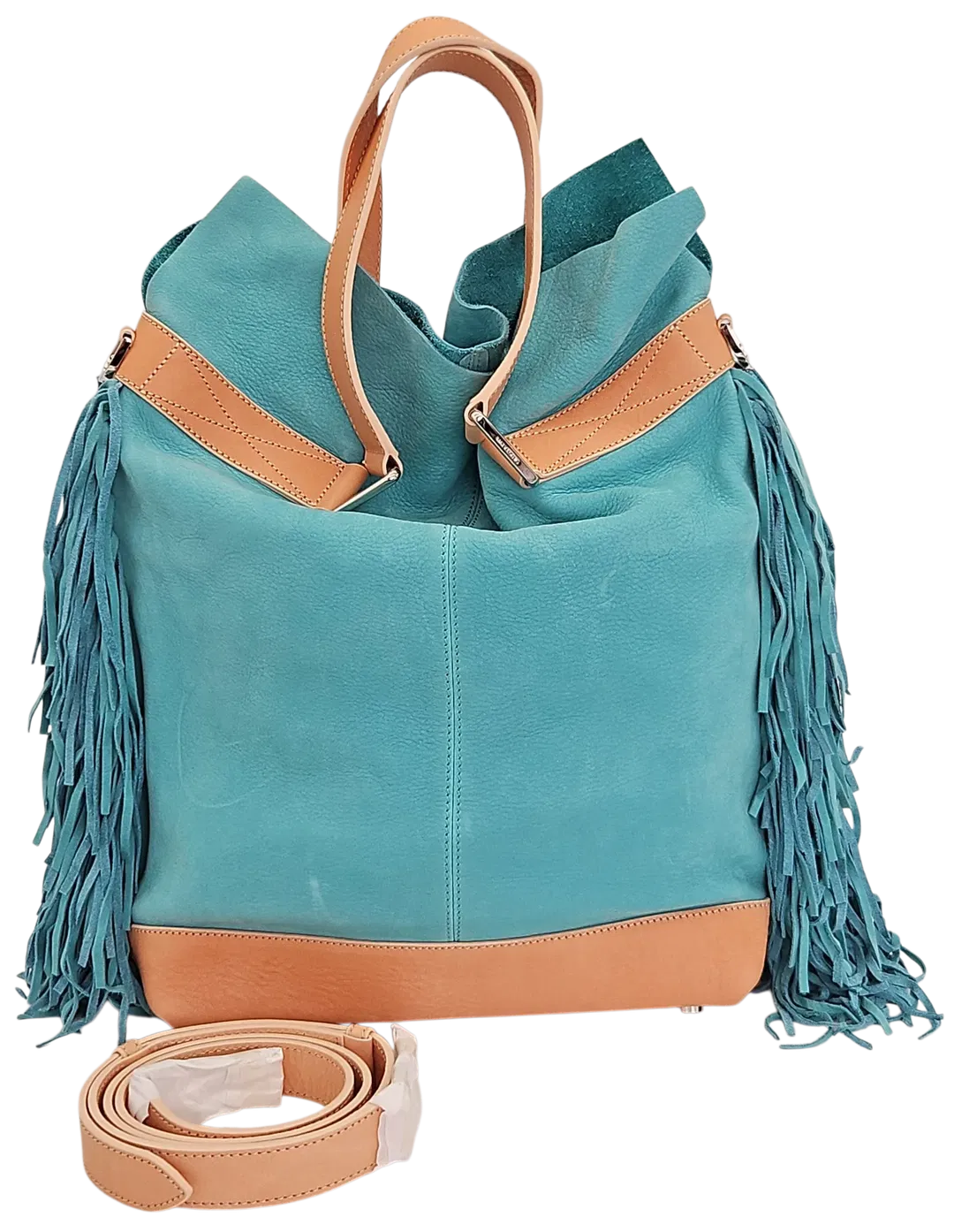 Max V. Koenig Damen Handtasche mit Fransen, türkis/beige - mittel - Bild 1