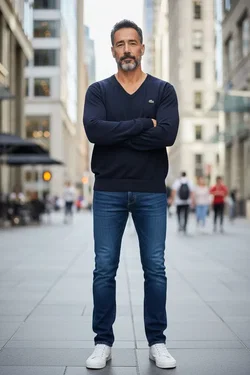 Lacoste Vintage Herren Wollpullover, dunkelblau - Gr. 7 (XXL)  - Made in France - Bild 6