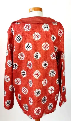 Vintage Damen Bluse orange geblümt - Gr. L/40 - Bild 2