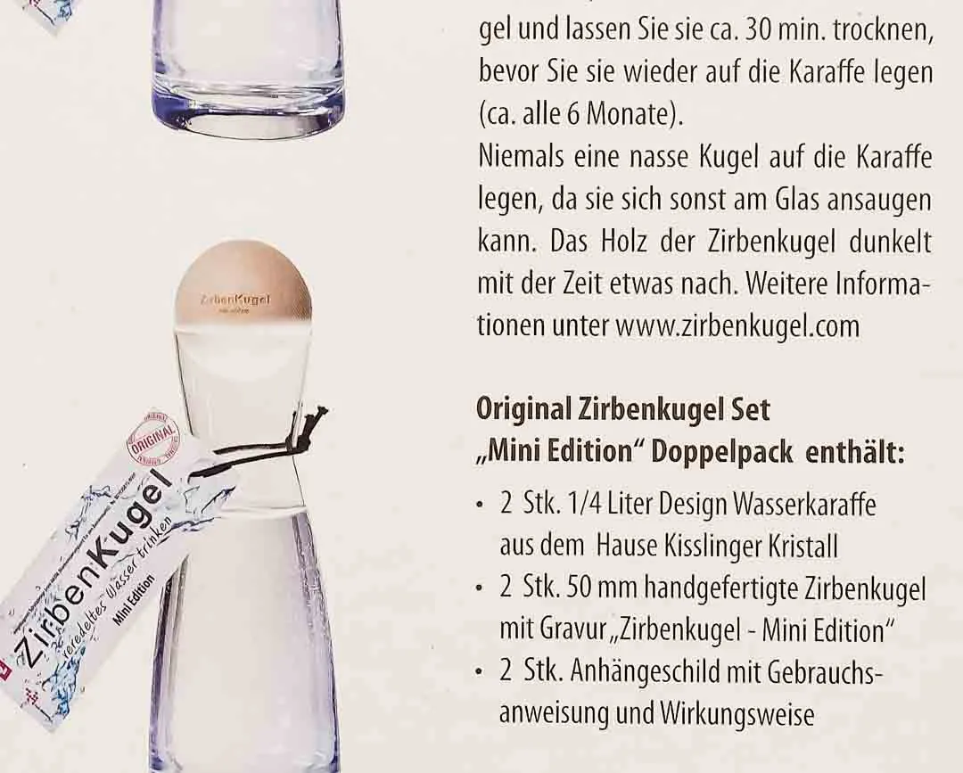 Original ZirbenKugel Doppelpack Mini Edition – Veredeltes Wasser genießen – Bild 3