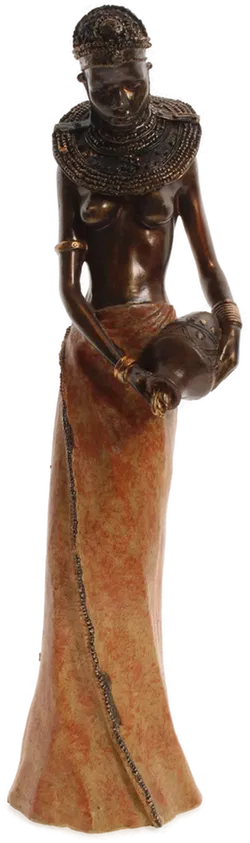 Exquisite afrikanische Frauenfigur in Bronzeoptik mit Wasserkrug - Bild 1