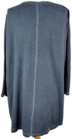 Shirt "Gina Benotti", langarm mit Rundhalsausschnitt, blaumeliert mit Aufdruck, Größe XL (48/50) – Bild 3