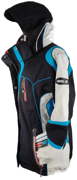 Skijacke 'killtec', mit Zipp, Stehkragen und Kapuze, weiß/schwarz/türkis, Größe 40 - Bild 2