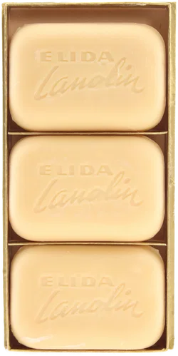 Elida Lanolin Seife – 3 Stück im Originalkarton – ca. 6 × 9 cm – Vintage - Bild 2