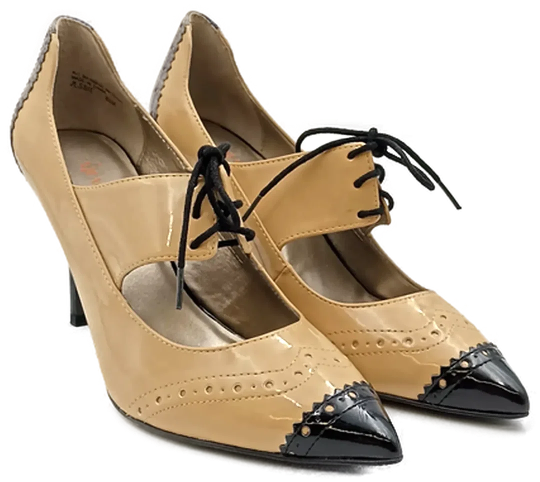 Levity Schnürpumps Mary Jane Stil in beige/schwarz Gr. 39 - Bild 1