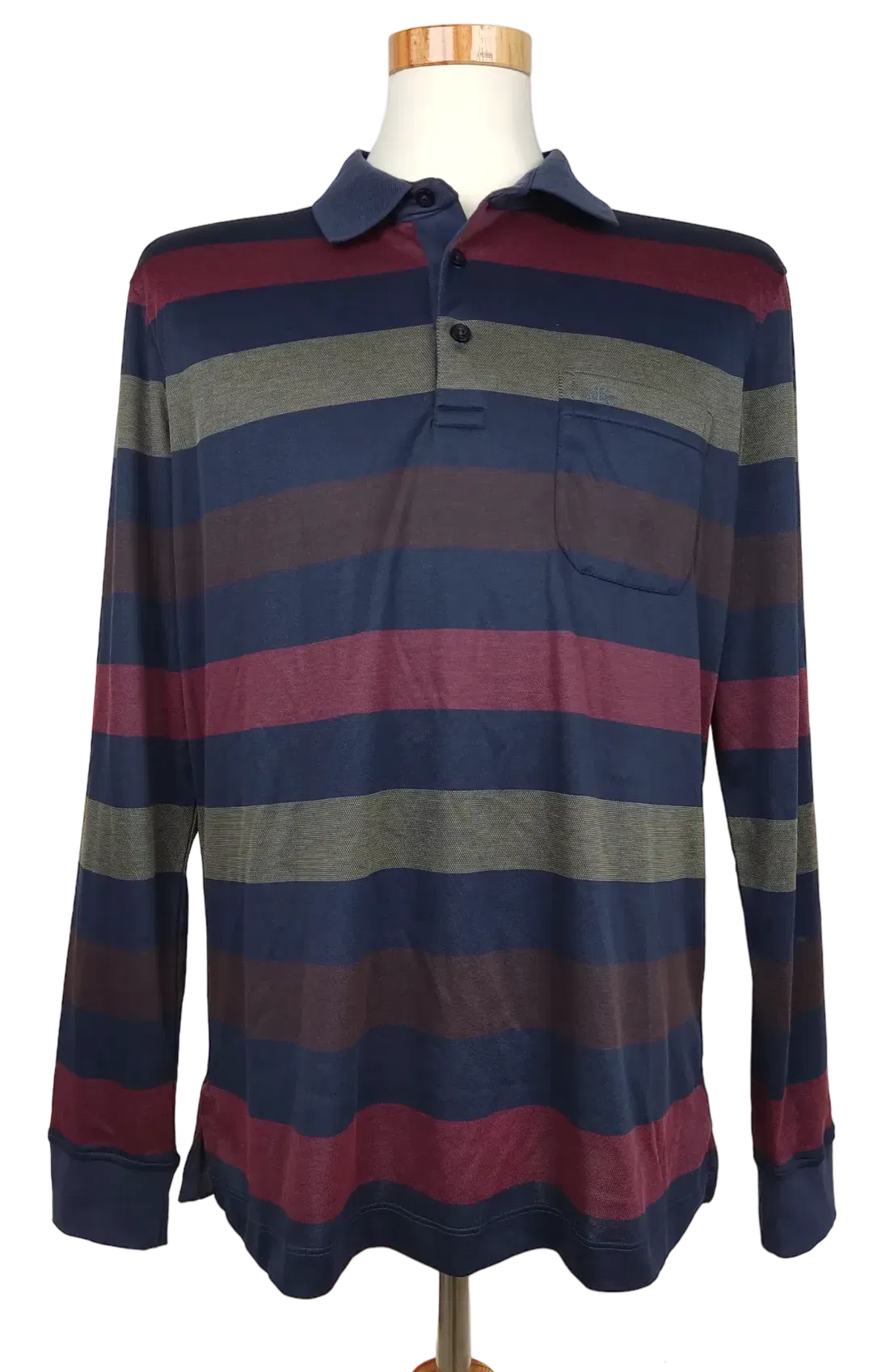 Authentic Style Herren Langarm Polo-Shirt, mehrfarbig - Gr. L  - Bild 4